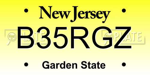 B35RGZ New Jersey License Plate