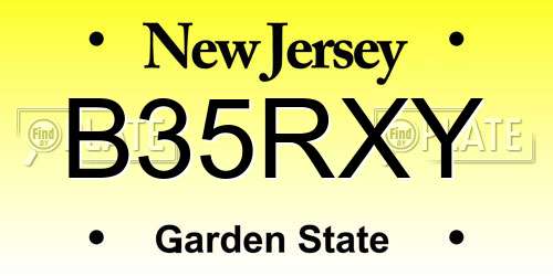 B35RXY New Jersey License Plate