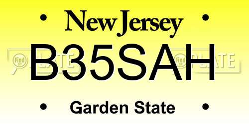 B35SAH New Jersey License Plate