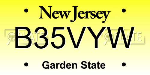 B35VYW New Jersey License Plate