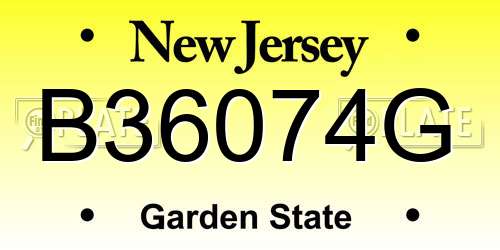B36074G New Jersey License Plate