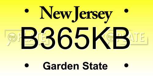 B365KB New Jersey License Plate
