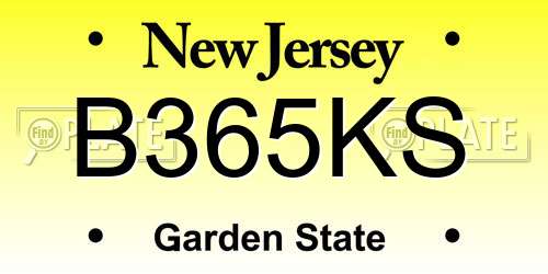 B365KS New Jersey License Plate