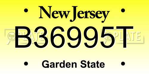 B36995T New Jersey License Plate
