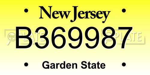 B369987 New Jersey License Plate
