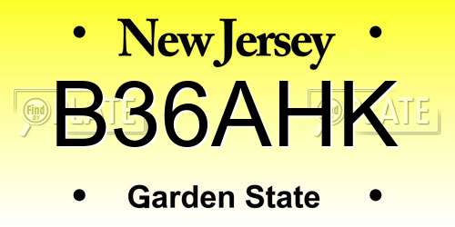 B36AHK New Jersey License Plate