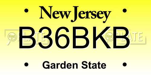 B36BKB New Jersey License Plate