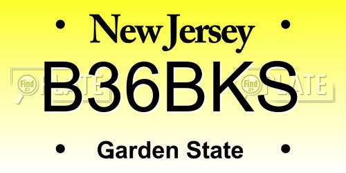 B36BKS New Jersey License Plate