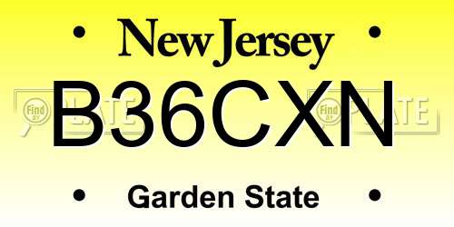 B36CXN New Jersey License Plate