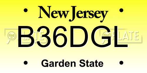 B36DGL New Jersey License Plate