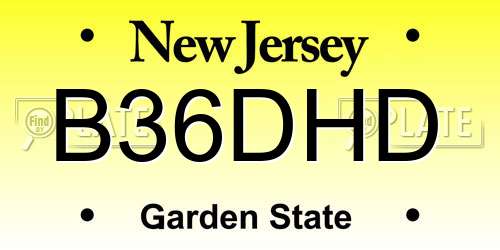 B36DHD New Jersey License Plate