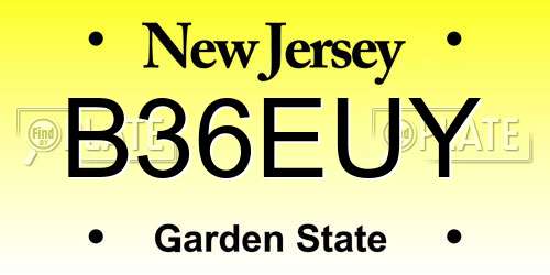 B36EUY New Jersey License Plate