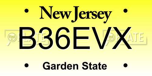B36EVX New Jersey License Plate