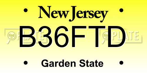 B36FTD New Jersey License Plate