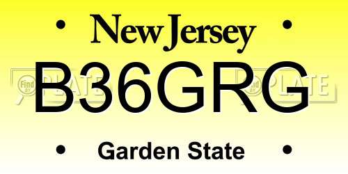 B36GRG New Jersey License Plate