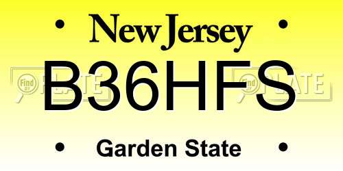 B36HFS New Jersey License Plate