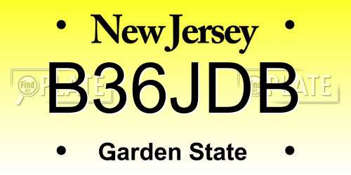 B36JDB New Jersey License Plate