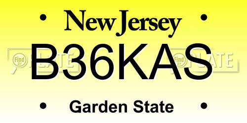 B36KAS New Jersey License Plate