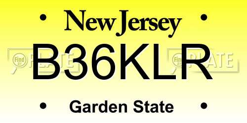 B36KLR New Jersey License Plate