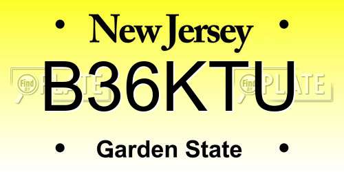 B36KTU New Jersey License Plate