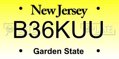 B36KUU New Jersey License Plate