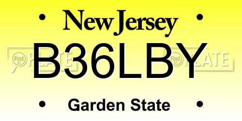 B36LBY New Jersey License Plate