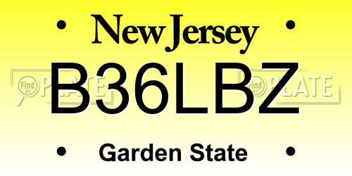 B36LBZ New Jersey License Plate