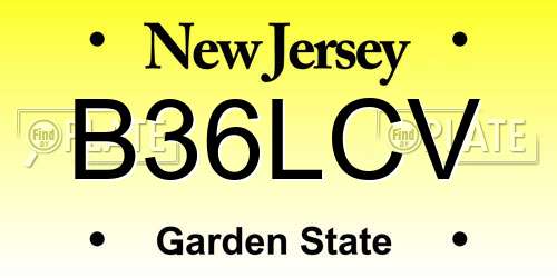 B36LCV New Jersey License Plate
