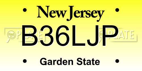 B36LJP New Jersey License Plate