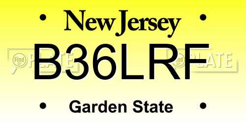 B36LRF New Jersey License Plate