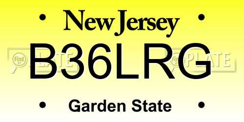 B36LRG New Jersey License Plate