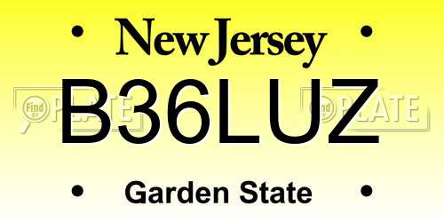 B36LUZ New Jersey License Plate