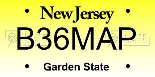 B36MAP New Jersey License Plate