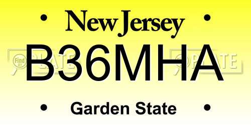 B36MHA New Jersey License Plate