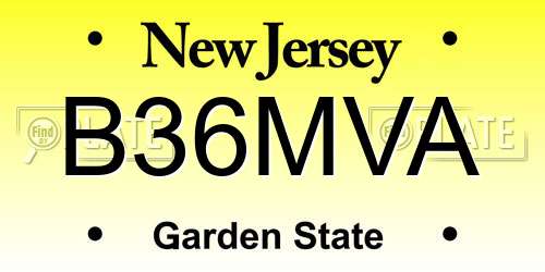 B36MVA New Jersey License Plate