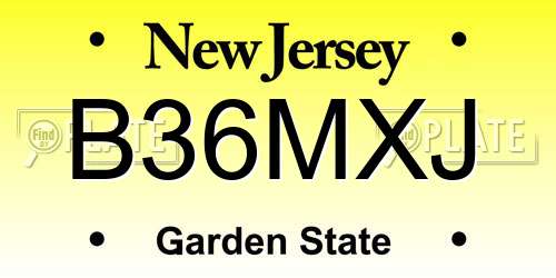 B36MXJ New Jersey License Plate