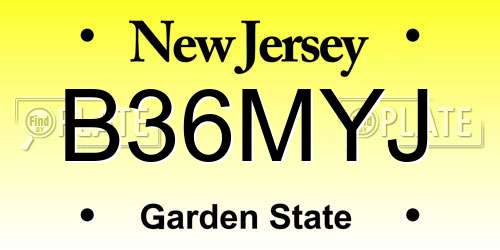 B36MYJ New Jersey License Plate