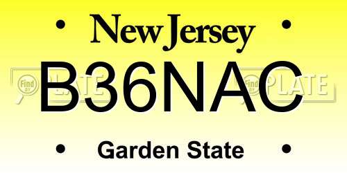 B36NAC New Jersey License Plate