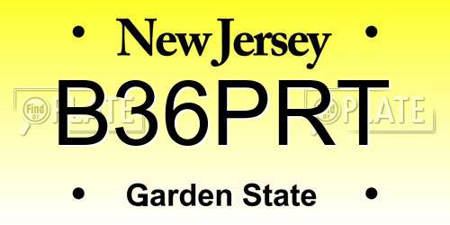 B36PRT New Jersey License Plate
