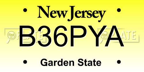 B36PYA New Jersey License Plate