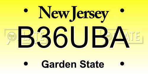 B36UBA New Jersey License Plate