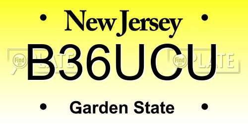 B36UCU New Jersey License Plate