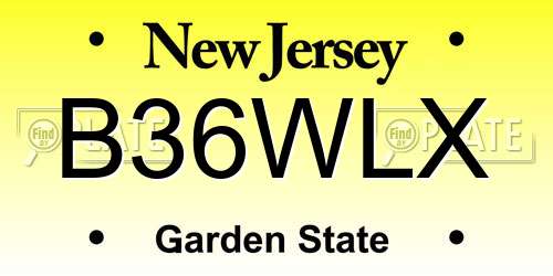 B36WLX New Jersey License Plate