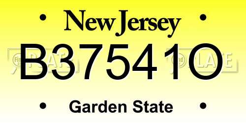 B37541O New Jersey License Plate