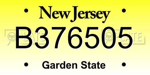 B376505 New Jersey License Plate