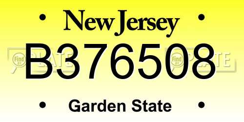 B376508 New Jersey License Plate