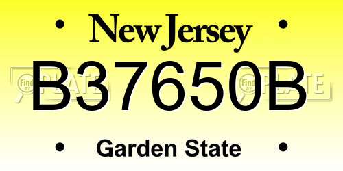 B37650B New Jersey License Plate