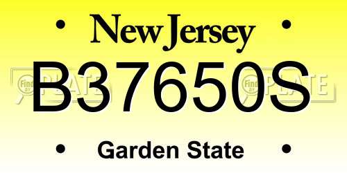B37650S New Jersey License Plate