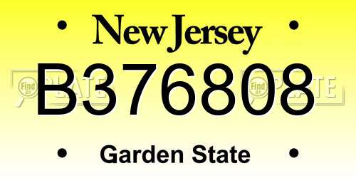 B376808 New Jersey License Plate