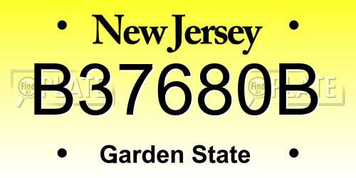 B37680B New Jersey License Plate